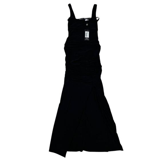 Club L - Square Neck Maternity Maxi Dress With Split in Black - Picture 1 of 7